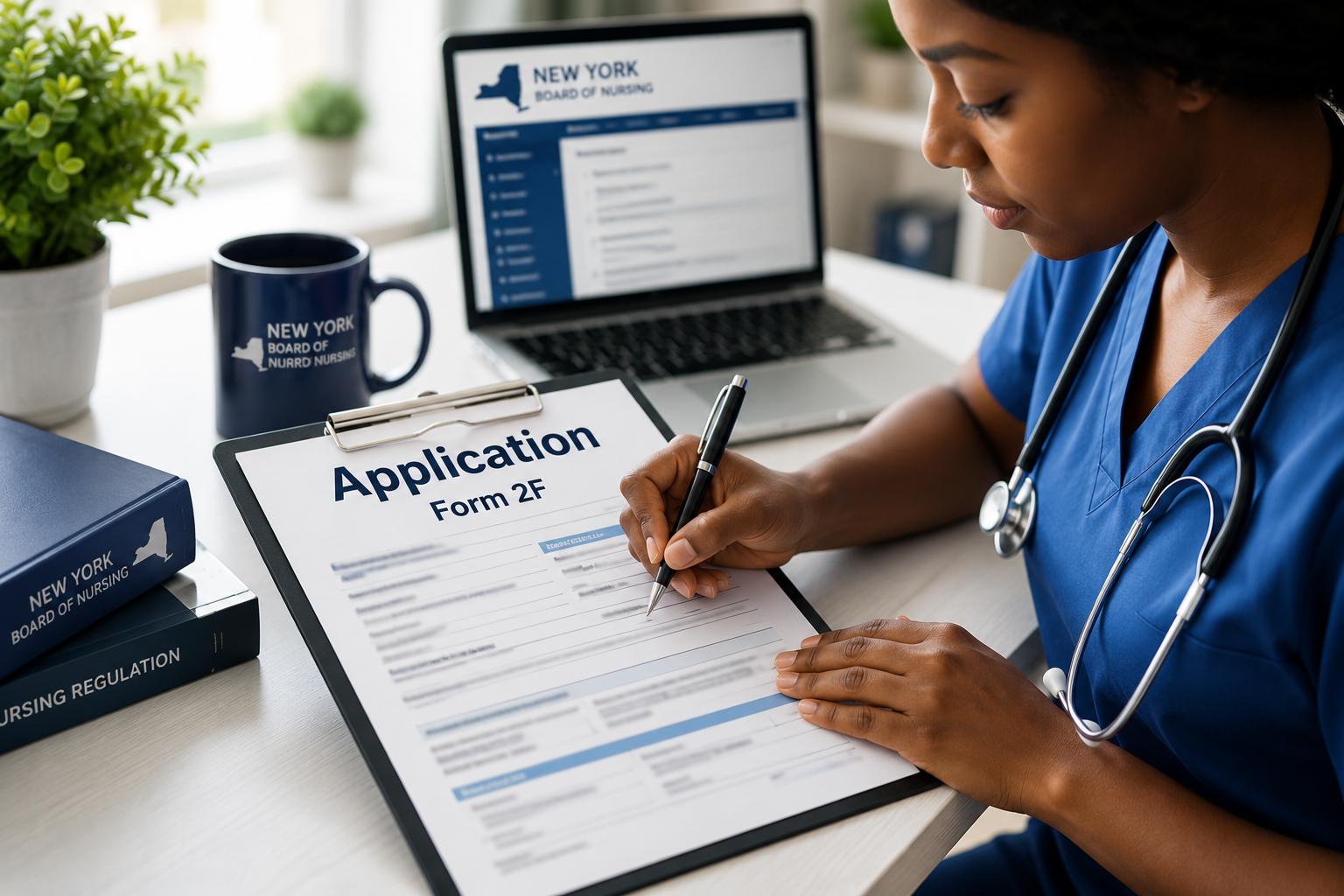 Application to NYSED involved filling forms 2F and 3F and sending them with required documents for evaluation by the Board