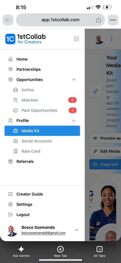 1stcollab will provide a user-friendly dashboard where you can see your matching gigs and past opportunities.